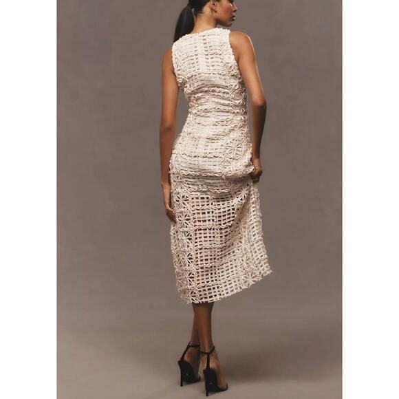 Nordstrom Endless Rose Sleeveless Textured Lace Midi Dress Ivory Size Large NWT - Picture 9 of 15